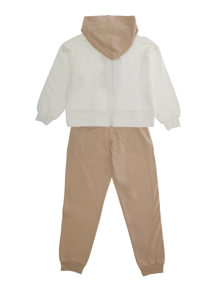Multicolor Tracksuit With Logo Print On The Front Cotton Stretch Girl Elastane Suits