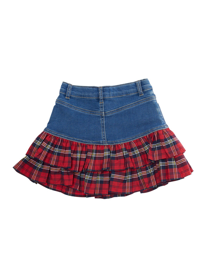 Minigonna Con Rouches Den Denim Fleece Blu Cotton Polyester Elastane Skirt