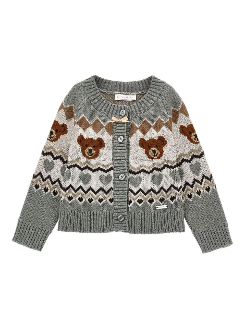 CARDIGAN JAQUARD - XS convertito in tg 13A Grey Jersey