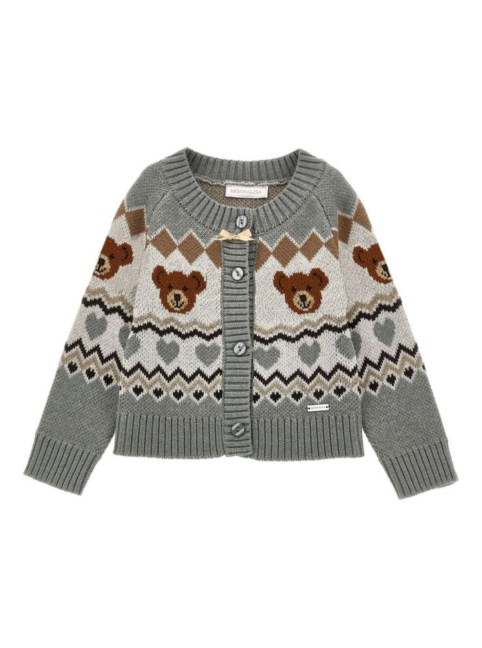 CARDIGAN JAQUARD - XS convertito in tg 13A Grey Jersey