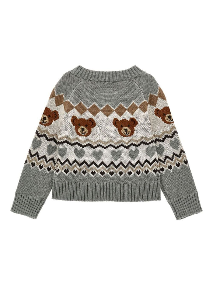 CARDIGAN JAQUARD - XS convertito in tg 13A Grey Jersey