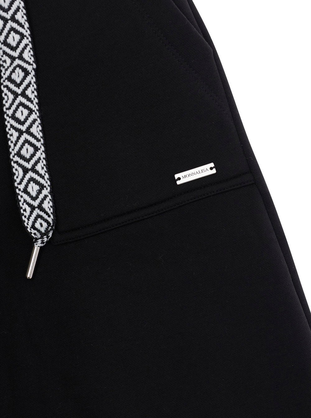 Black Shorts with Elasticated Waist Drawstring and Logo Plaque on the Front in Cotton Girl Trousers