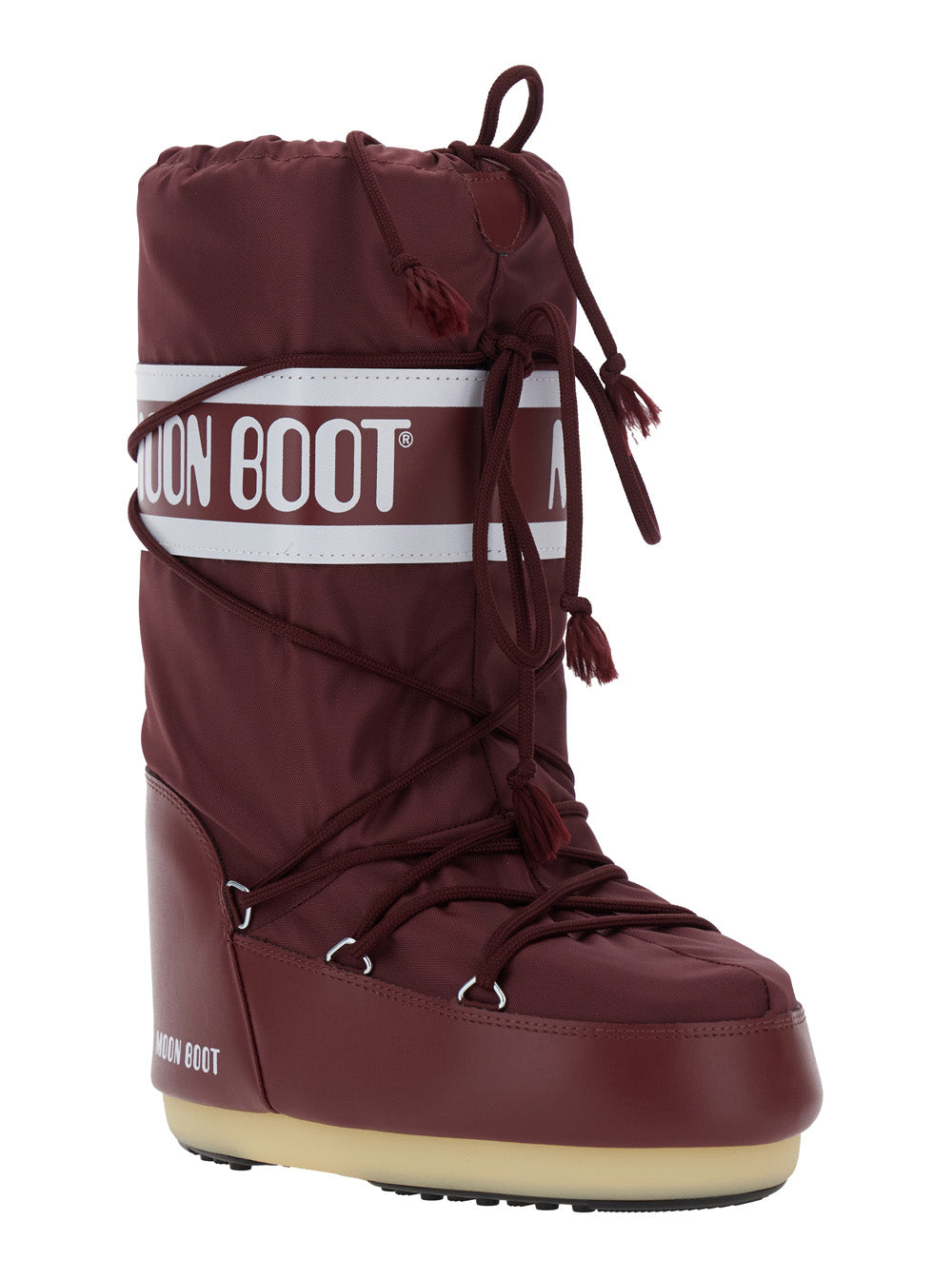 Icon Bordeaux Snow Boots with Maxi Logo Print on the Side in Tech Fabric Woman Polyamide Pvc