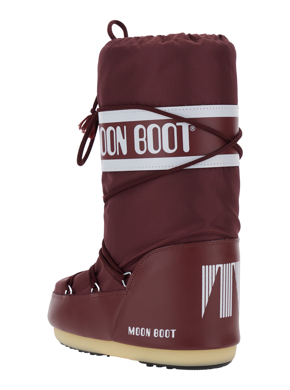 Icon Bordeaux Snow Boots with Maxi Logo Print on the Side in Tech Fabric Woman Polyamide Pvc