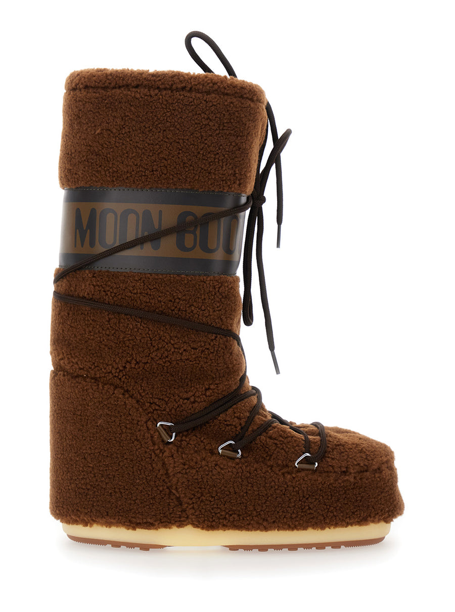 Brown Snow Boots With Maxi Logo Print Acrylic