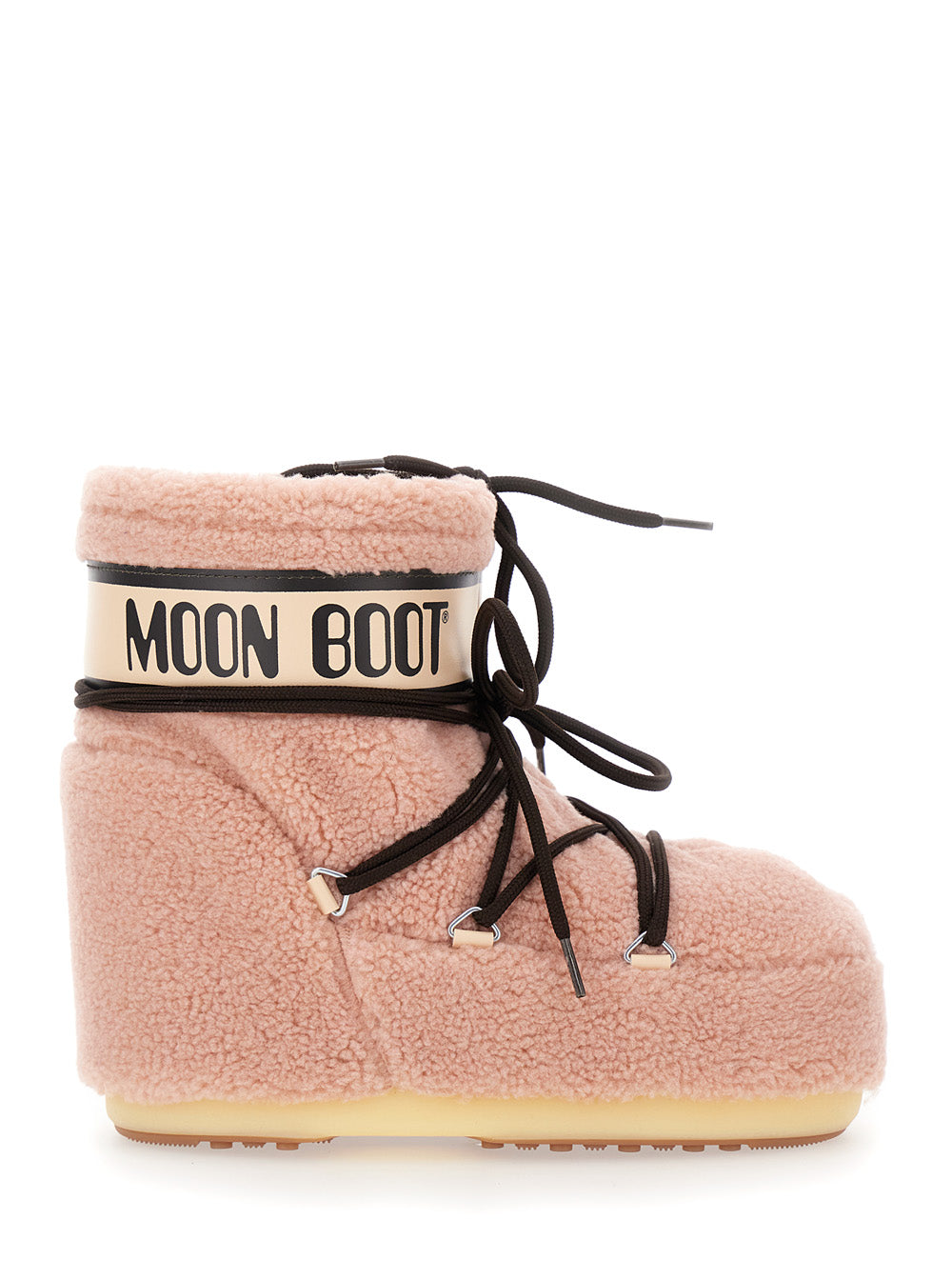 Icon Pink Snow Ankle Boots with Maxi Logo Print on the Side in Fleece Woman Acrilyc Polyester Pvc