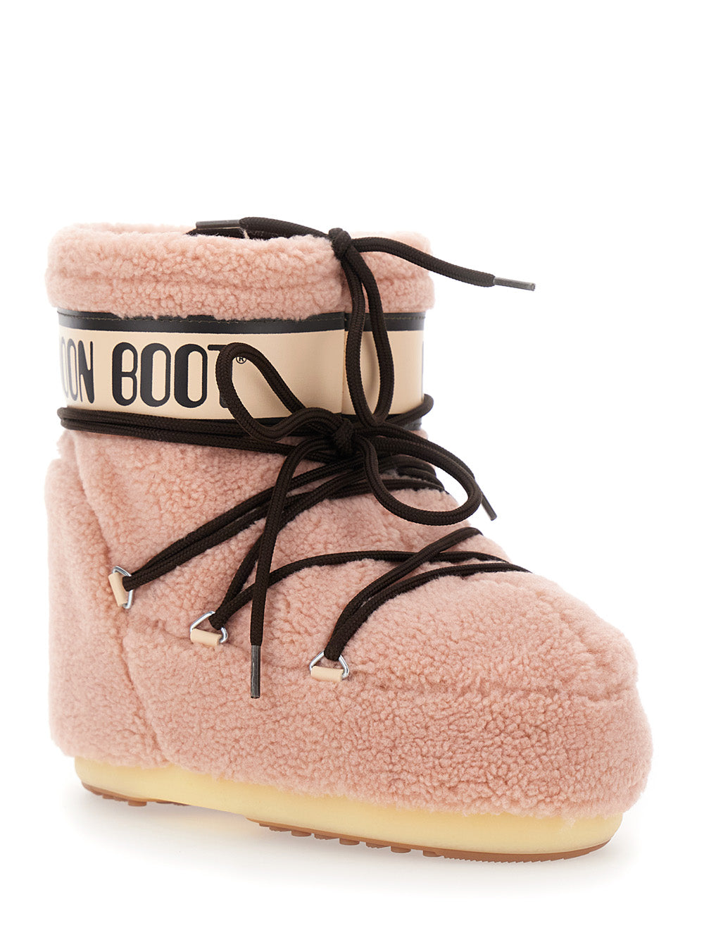 Icon Pink Snow Ankle Boots with Maxi Logo Print on the Side in Fleece Woman Acrilyc Polyester Pvc