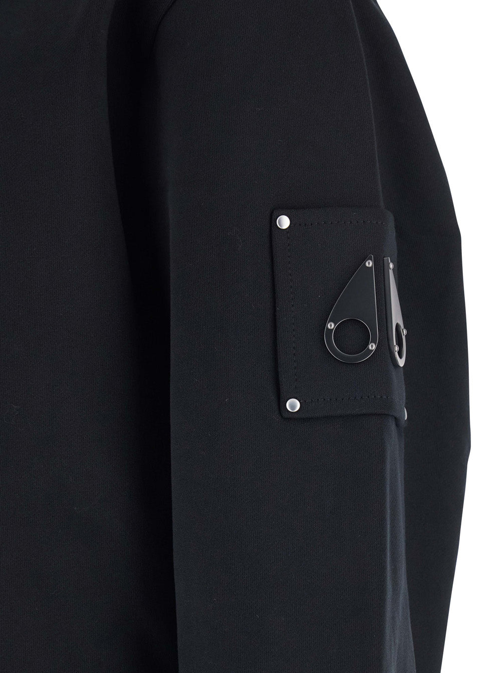 Black Crewneck Sweatshirt With Logo Patch On The Sleeve Cotton Man Sweatshirts