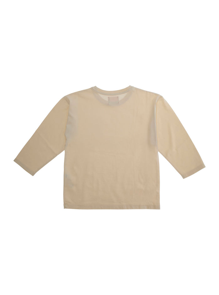 Ciro White Crewneck T-Shirt with Long Sleeves and Patch Pocket on the Front in Cotton Girl Tshirts Polo Shirts