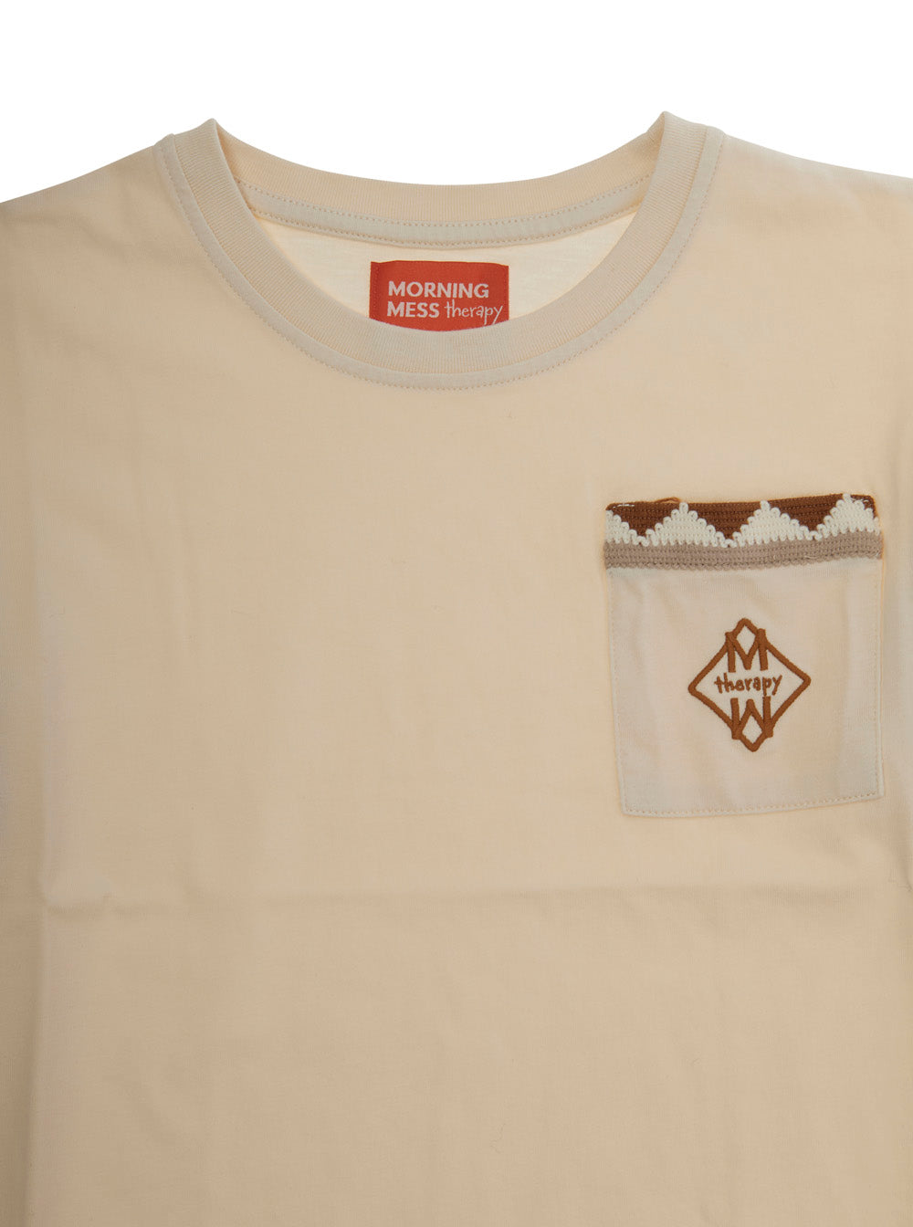 Ciro White Crewneck T-Shirt with Long Sleeves and Patch Pocket on the Front in Cotton Girl Tshirts Polo Shirts