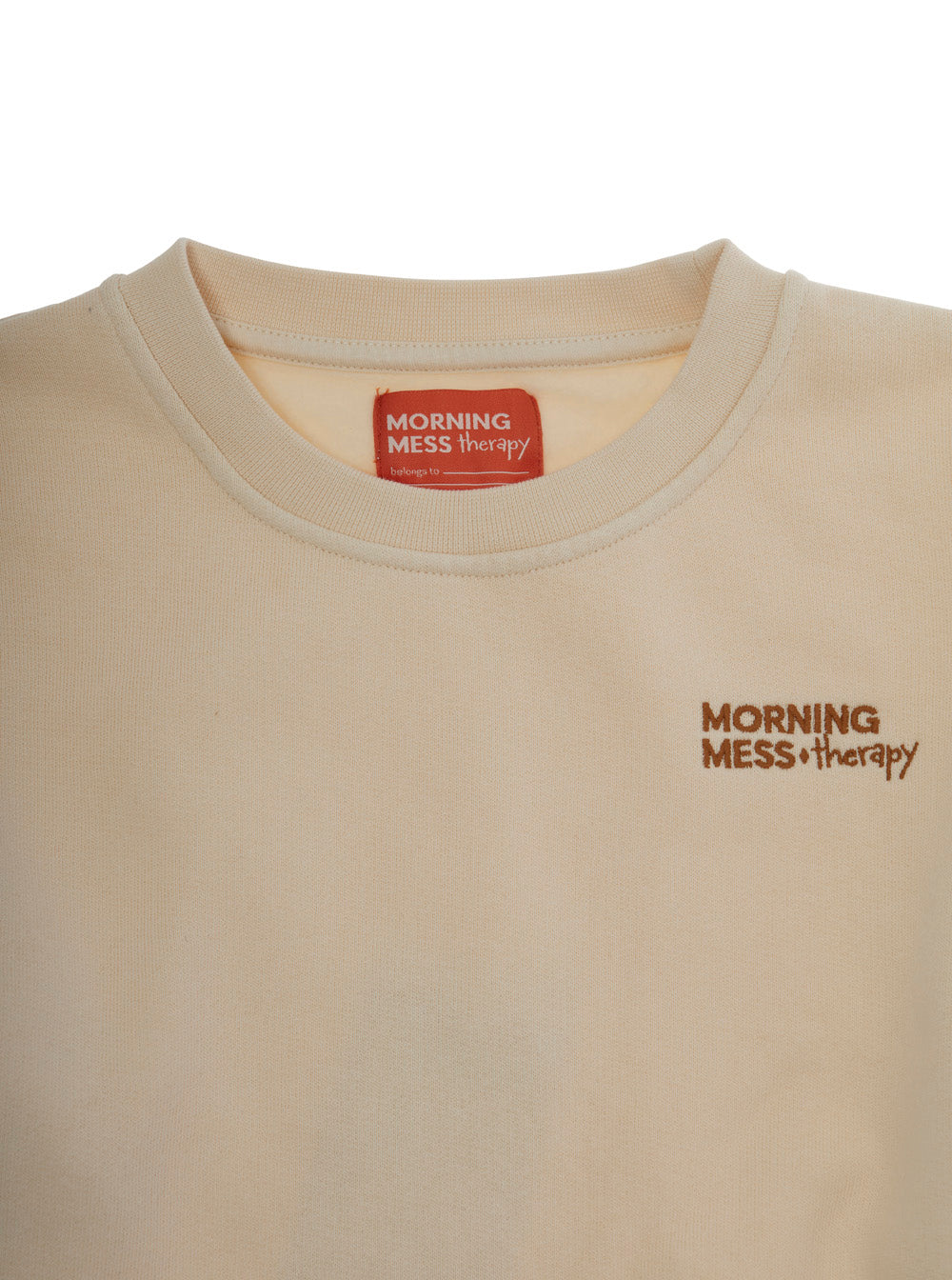 White Mati Crewneck Sweatshirt with Embroidery on the Sleeve and Logo Lettering Front in Cotton Girl Sweatshirts