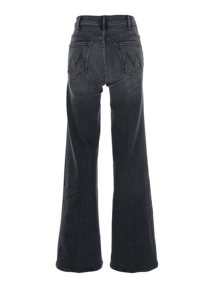 Grey Five-Pocket Flared Jeans Cotton Denim Woman