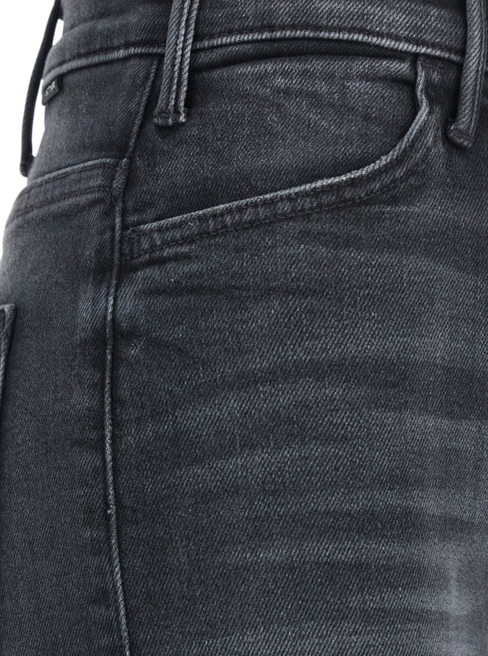 Grey Five-Pocket Flared Jeans Cotton Denim Woman