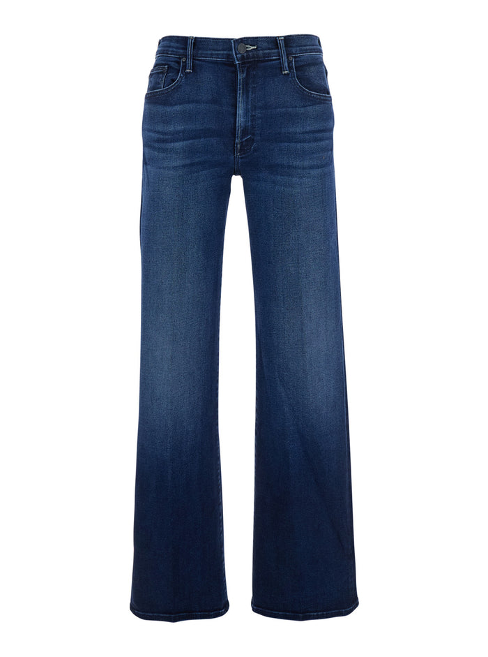 The Mid Rise Mavin Sneak Blue Jeans With Belt Loops And Logo Embroidery On Rear Denim Woman Blu
