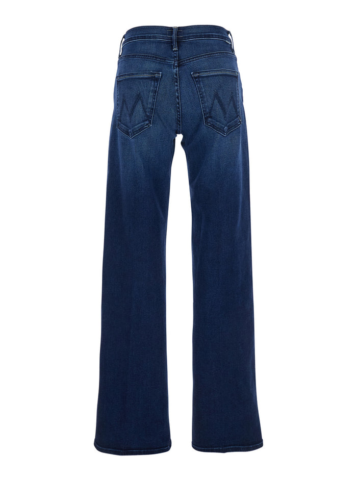 The Mid Rise Mavin Sneak Blue Jeans With Belt Loops And Logo Embroidery On Rear Denim Woman Blu