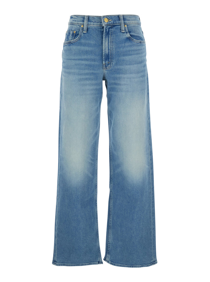 The Zipper Sneak Blue Jeans With Belt Loops And Wide Leg Denim Woman Blu