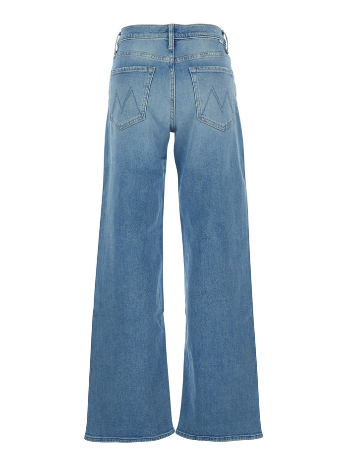 The Zipper Sneak Blue Jeans With Belt Loops And Wide Leg Denim Woman Blu