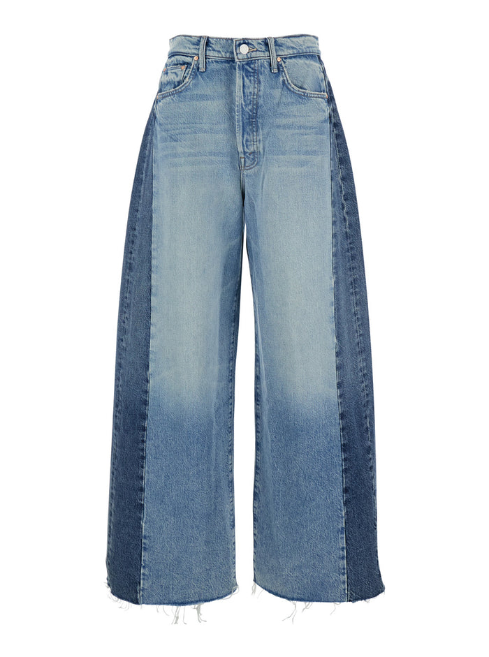 Blue Five-Pocket Jeans With Patchwork Design Denim Woman Blu