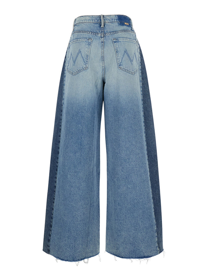 Blue Five-Pocket Jeans With Patchwork Design Denim Woman Blu