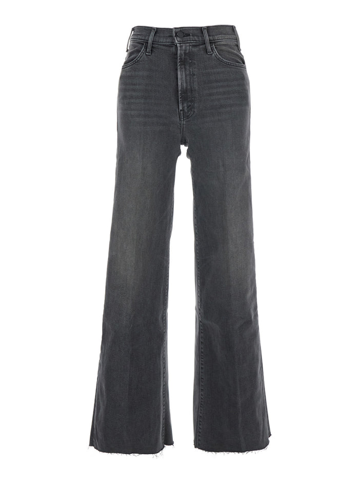 Grey Five-Pocket Flared Jeans Cotton Denim Woman