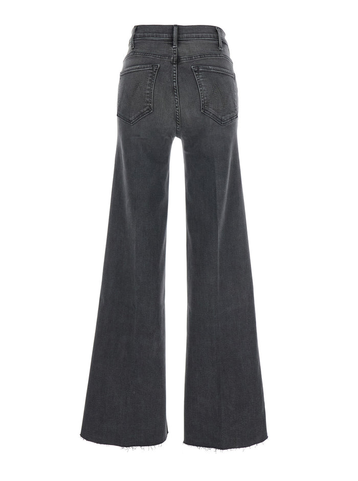 Grey Five-Pocket Flared Jeans Cotton Denim Woman