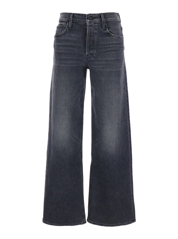 The Smoothie Sneak Black Jeans With Wide Leg And Logo Embroidery On Rear Denim Woman Cotton