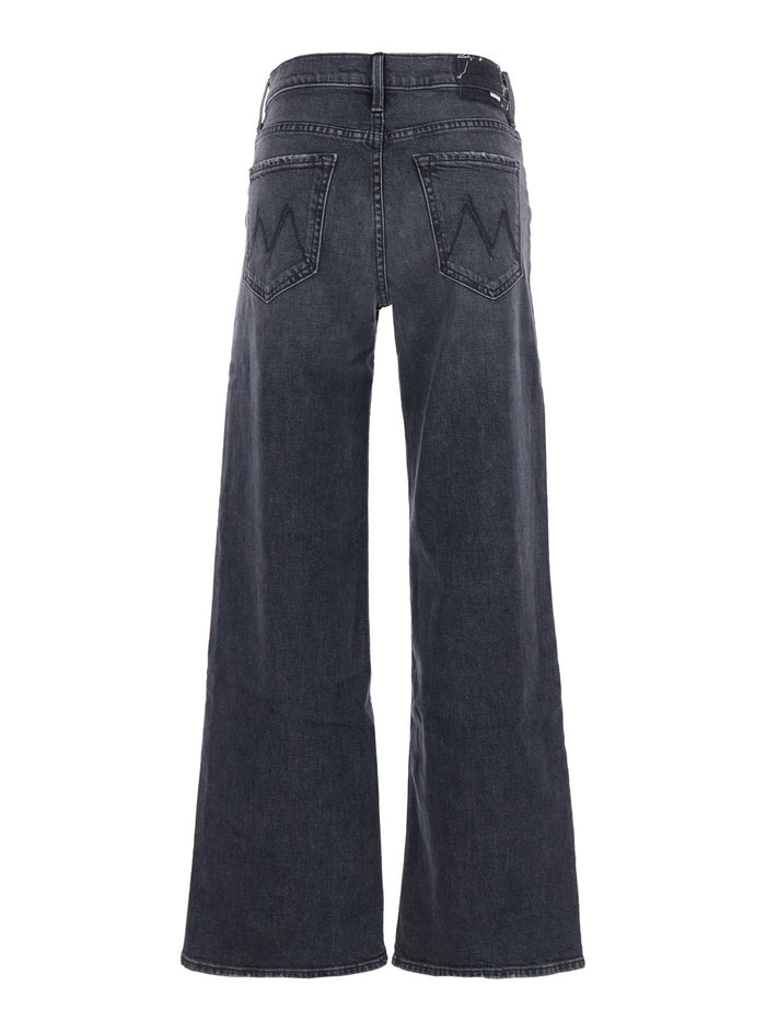 The Smoothie Sneak Black Jeans With Wide Leg And Logo Embroidery On Rear Denim Woman Cotton