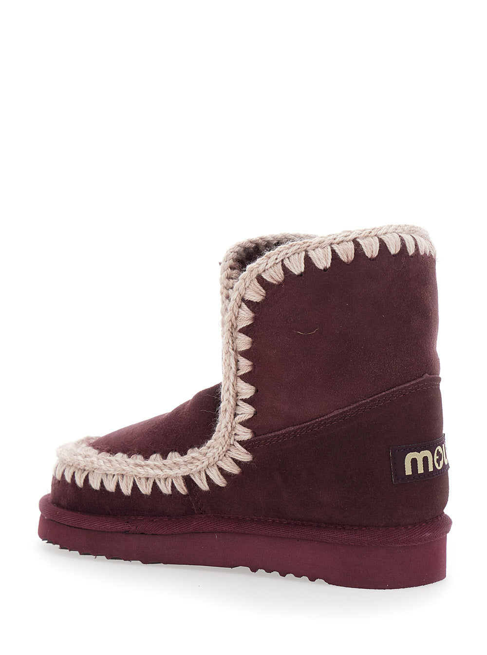 Eskimo Bordeaux Ankle Boots With Crochet Details And Logo Patch On The Rear Suede Woman