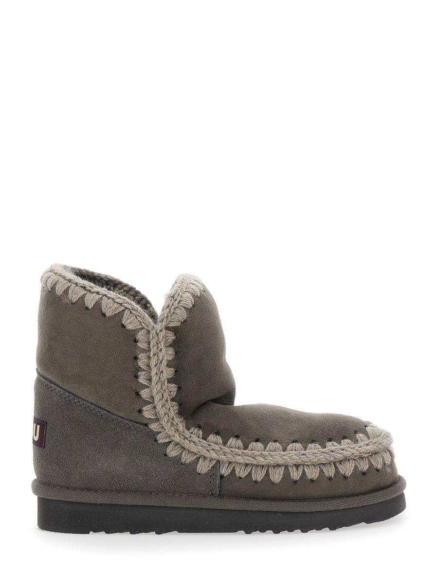 Eskimo Grey Ankle Boots With Crochet Details Suede