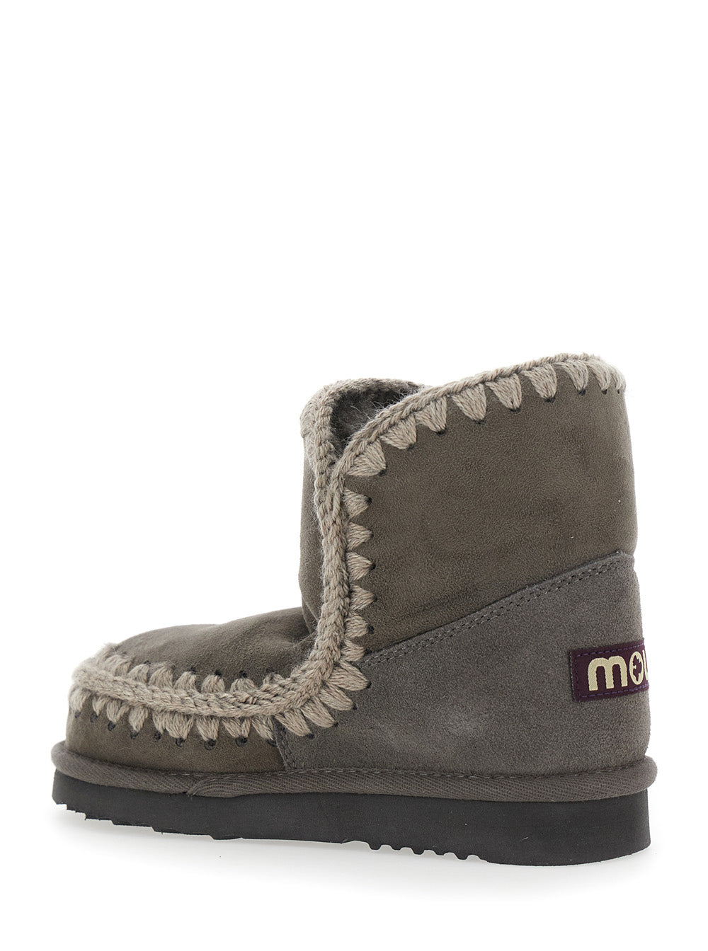 Eskimo Grey Ankle Boots With Crochet Details And Logo Patch On The Rear Suede Woman