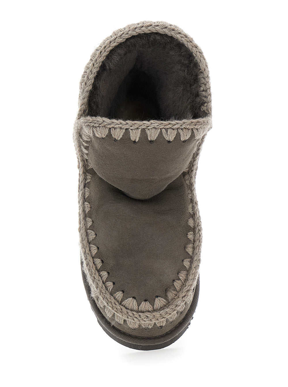 Eskimo Grey Ankle Boots With Crochet Details And Logo Patch On The Rear Suede Woman