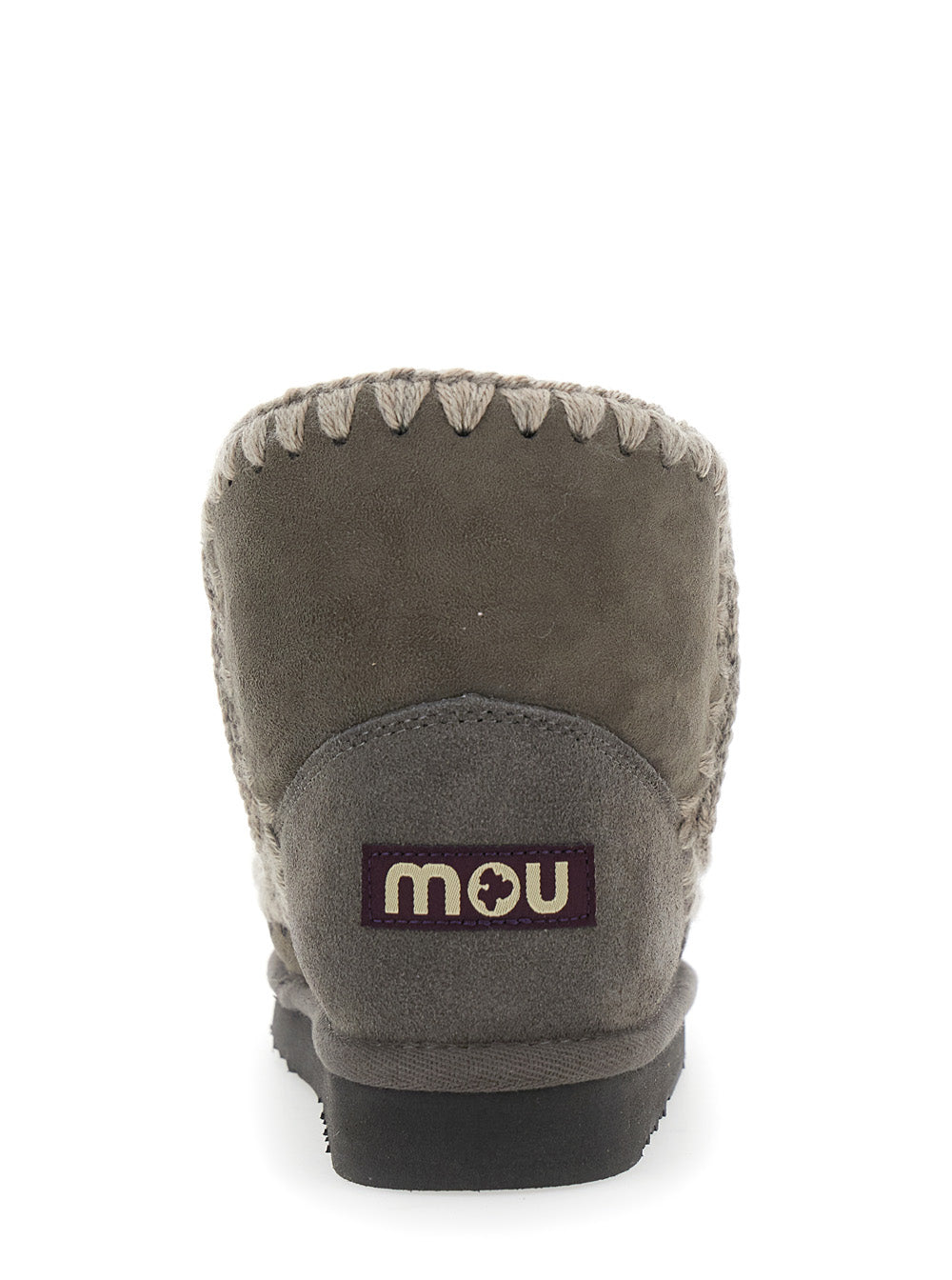 Eskimo Grey Ankle Boots With Crochet Details And Logo Patch On The Rear Suede Woman