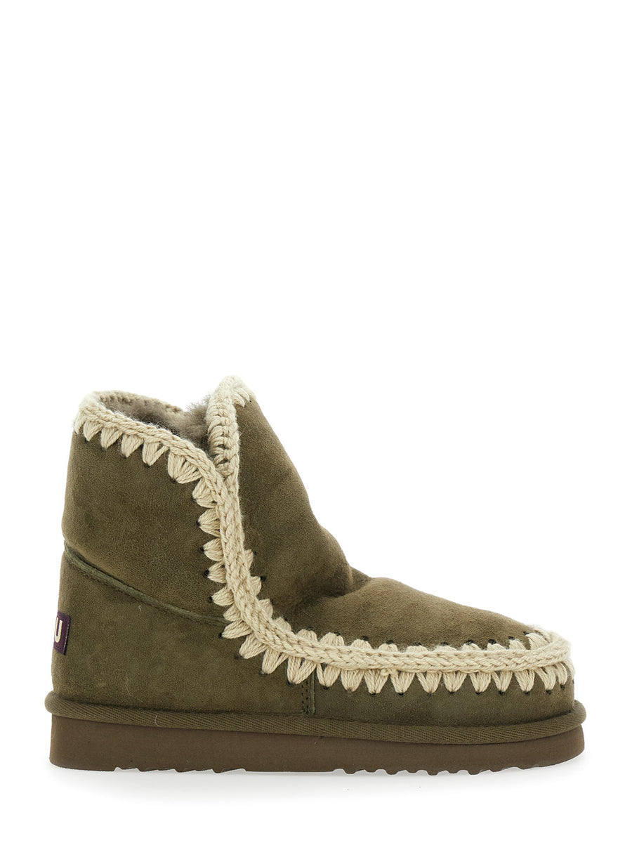 Green Ankle Boots With Crochet Details Suede