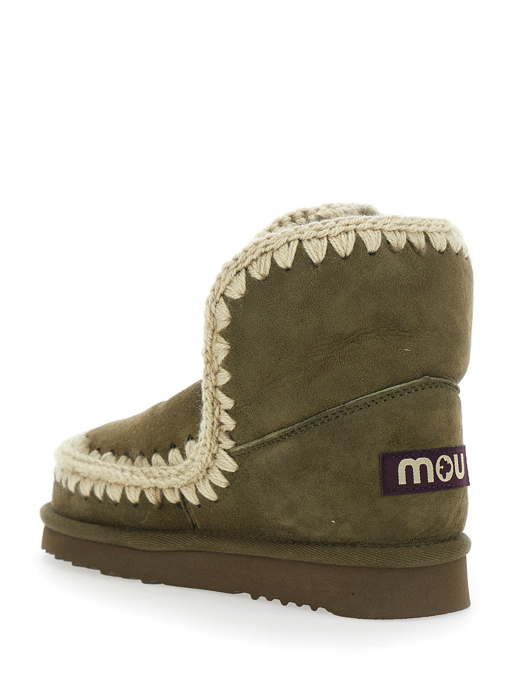 Eskimo Green Ankle Boots With Crochet Details And Logo Patch On The Rear Suede Woman