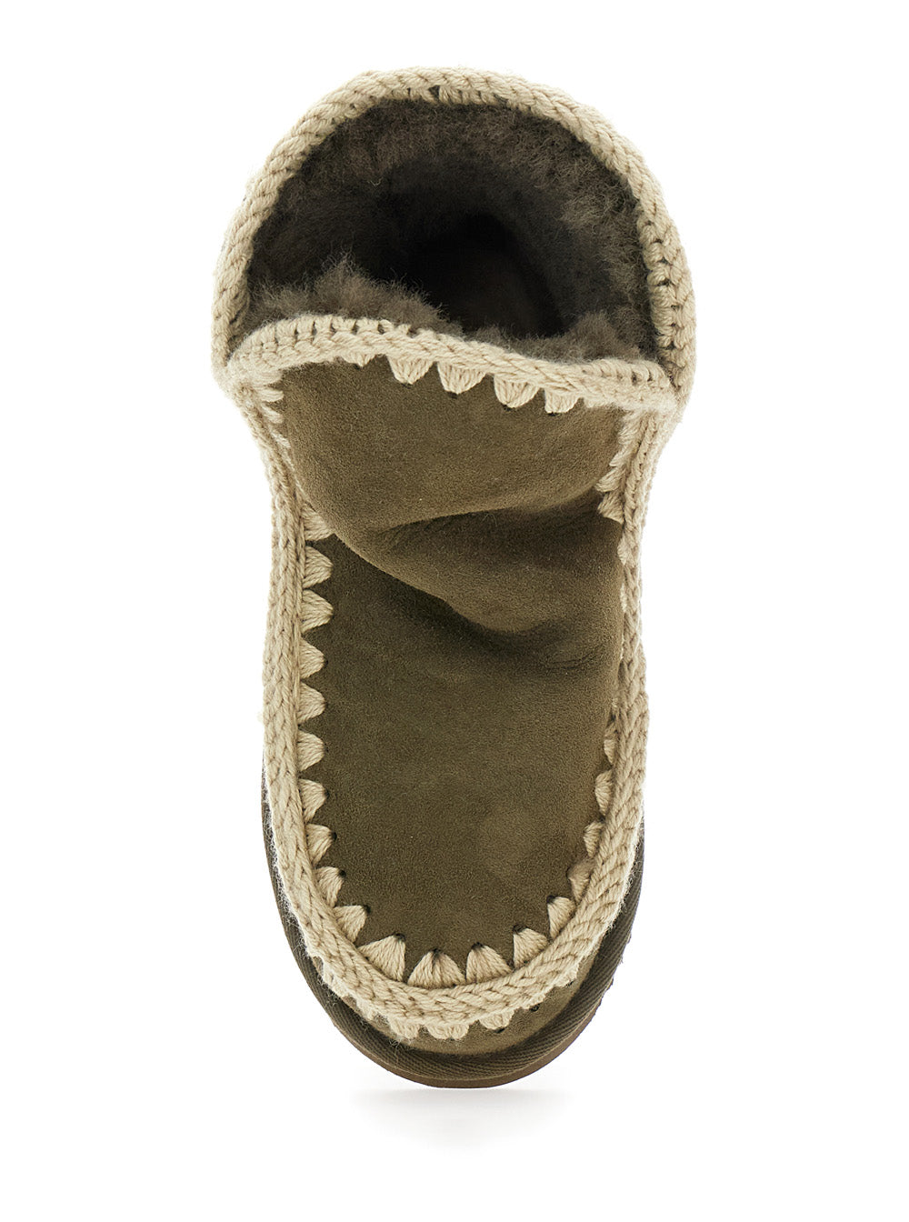 Eskimo Green Ankle Boots With Crochet Details And Logo Patch On The Rear Suede Woman