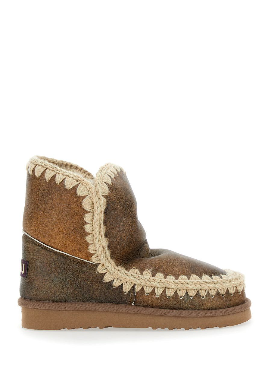 Brown Ankle Boots With Crochet Details Sheep