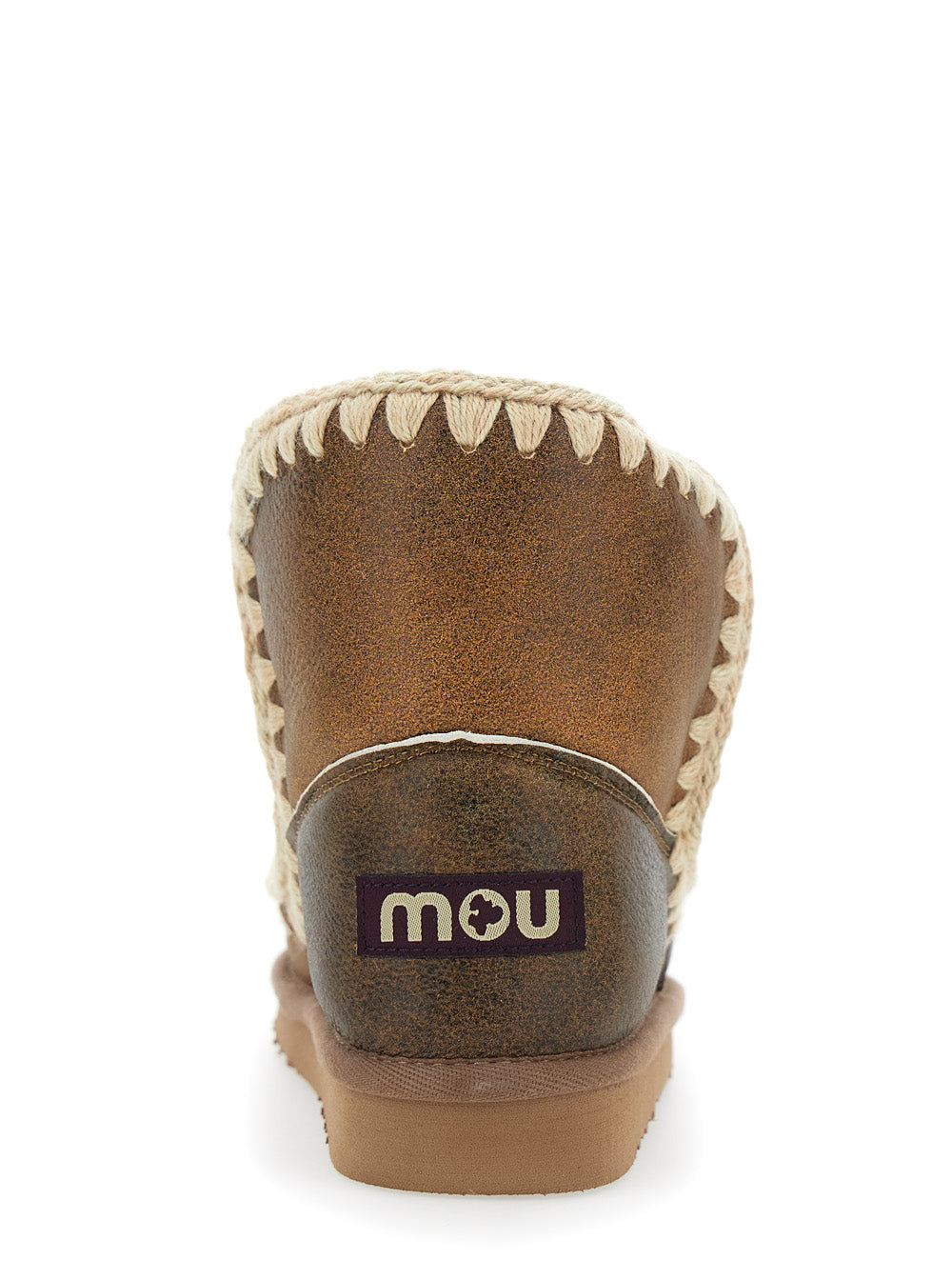 Eskimo Brown Ankle Boots with Crochet Details and Logo Patch on the Rear in Suede Woman Sheep