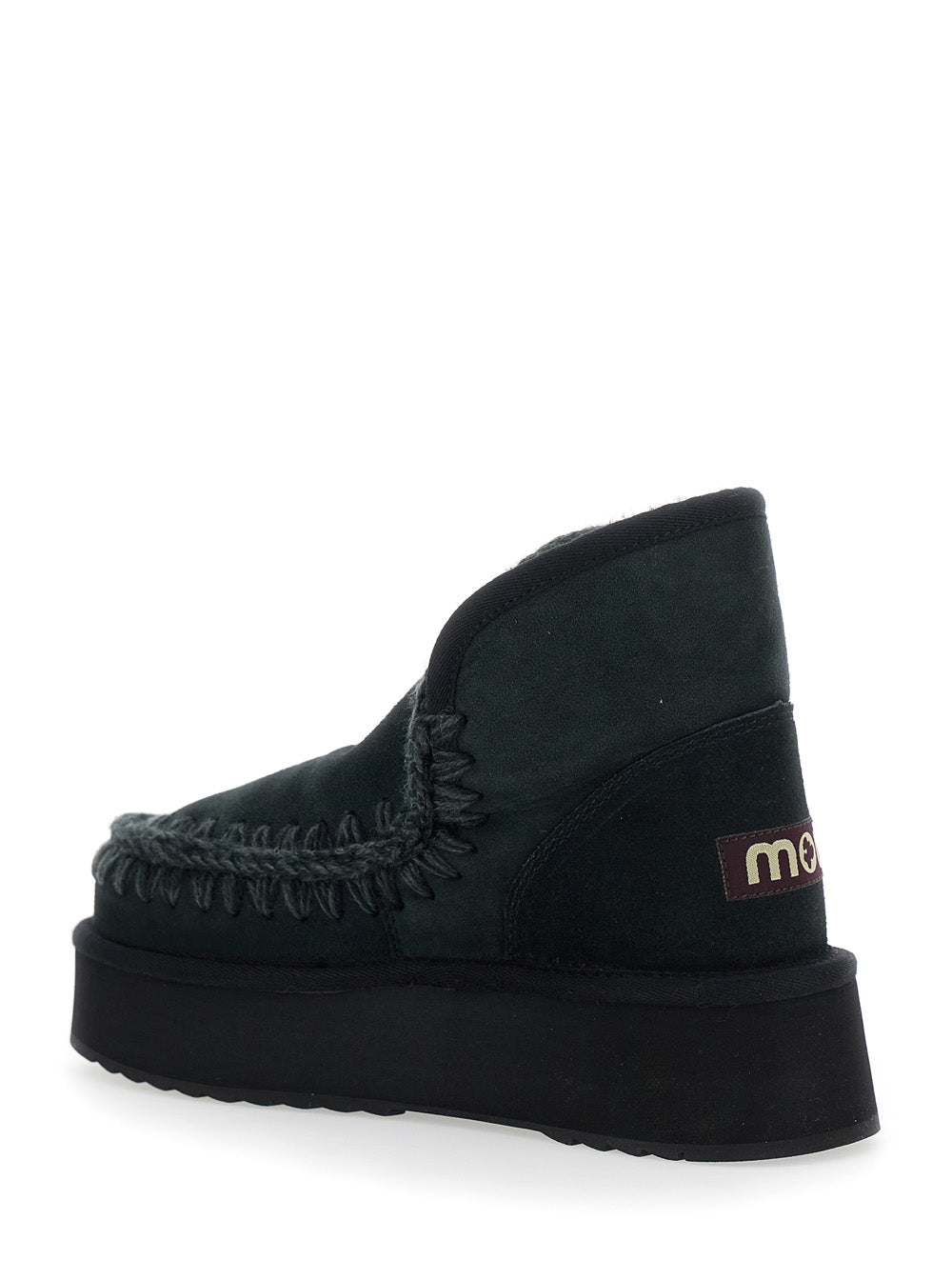 Black Ankle Boots with Braided Detail in Suede Woman Sheep