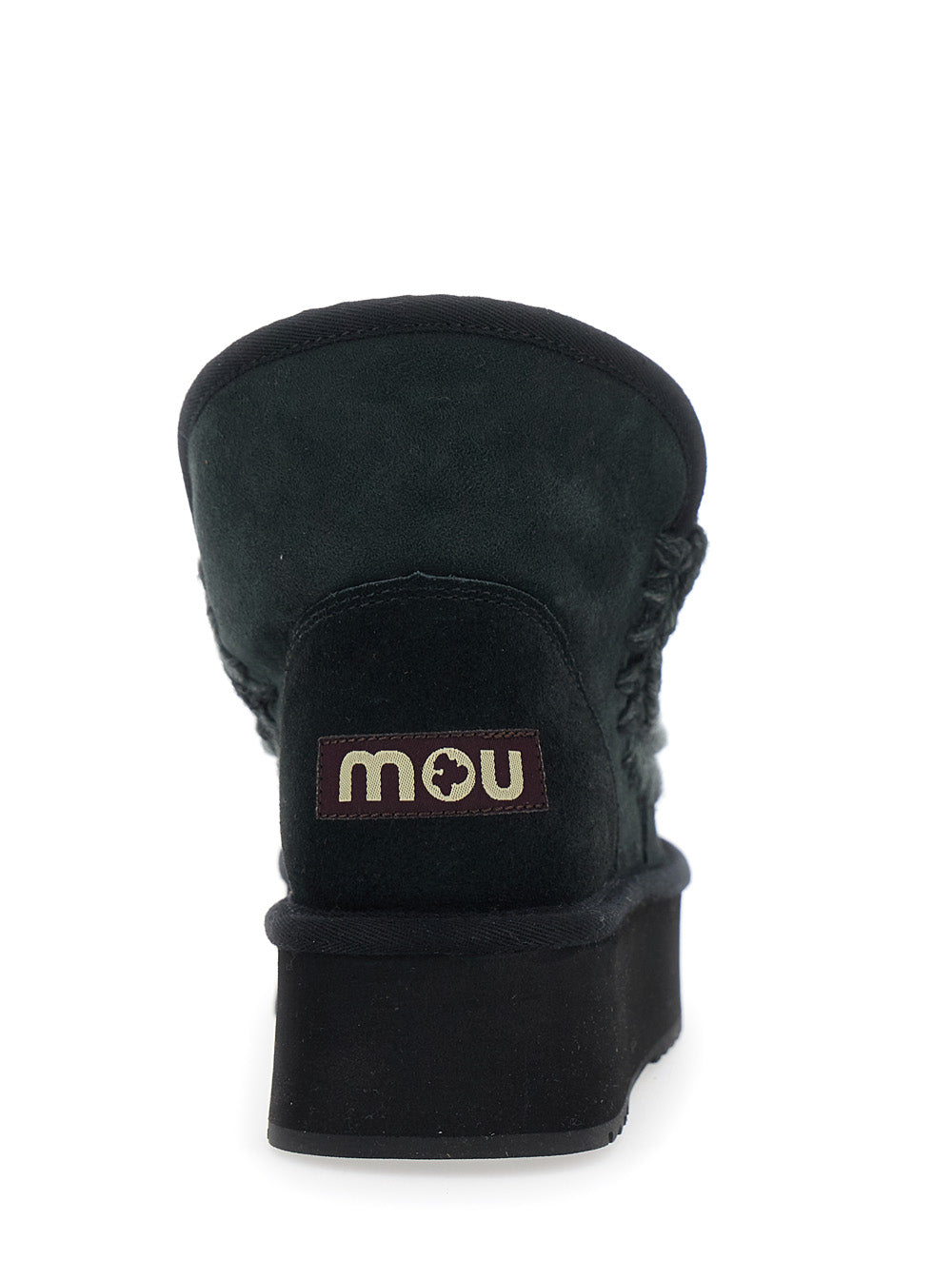 Black Ankle Boots with Braided Detail in Suede Woman Sheep
