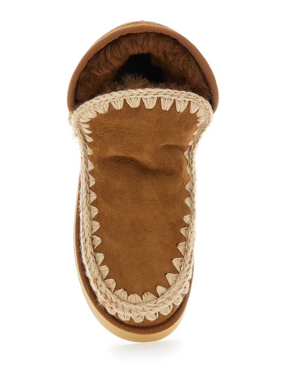 Mini Eskimo Beige Ankle Boots with Logo Patch on the Rear in Leather and Suede Woman Brown Sheep