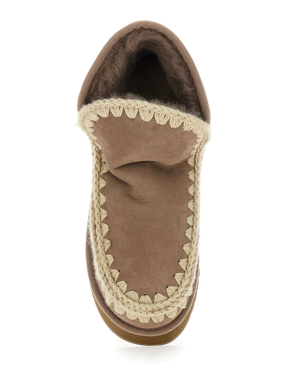 Mini Eskimo Brown Ankle Boots with Logo Patch on the Rear in Leather and Suede Woman Grey Sheep