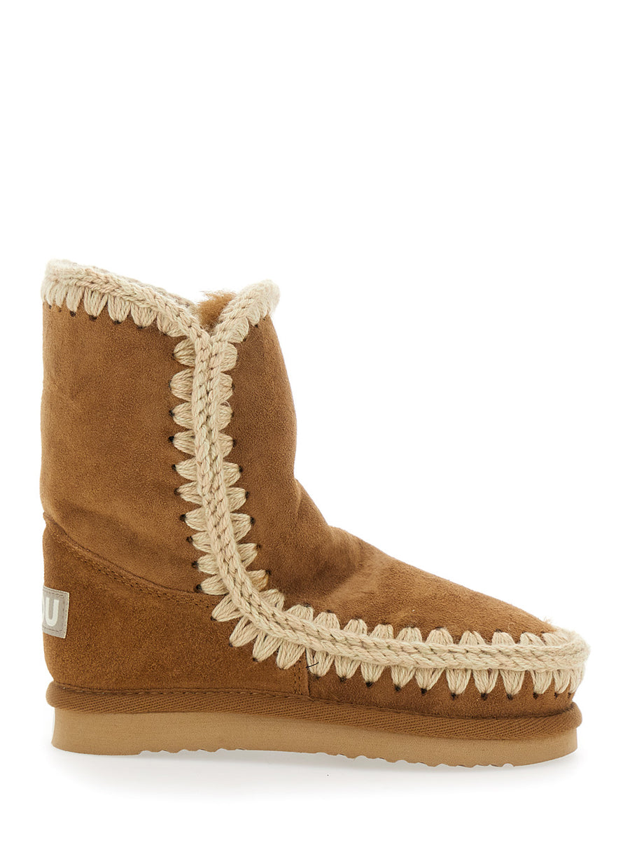 Beige Ankle Boots Patent Suede Sheep