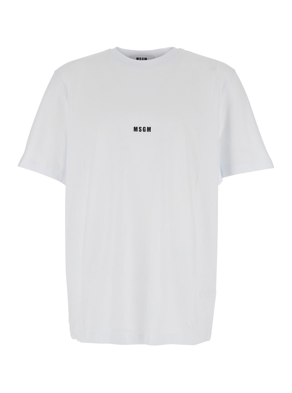 White T-Shirt with Lettering Logo on the Front in Cotton Man Tshirts And Polo Shirts