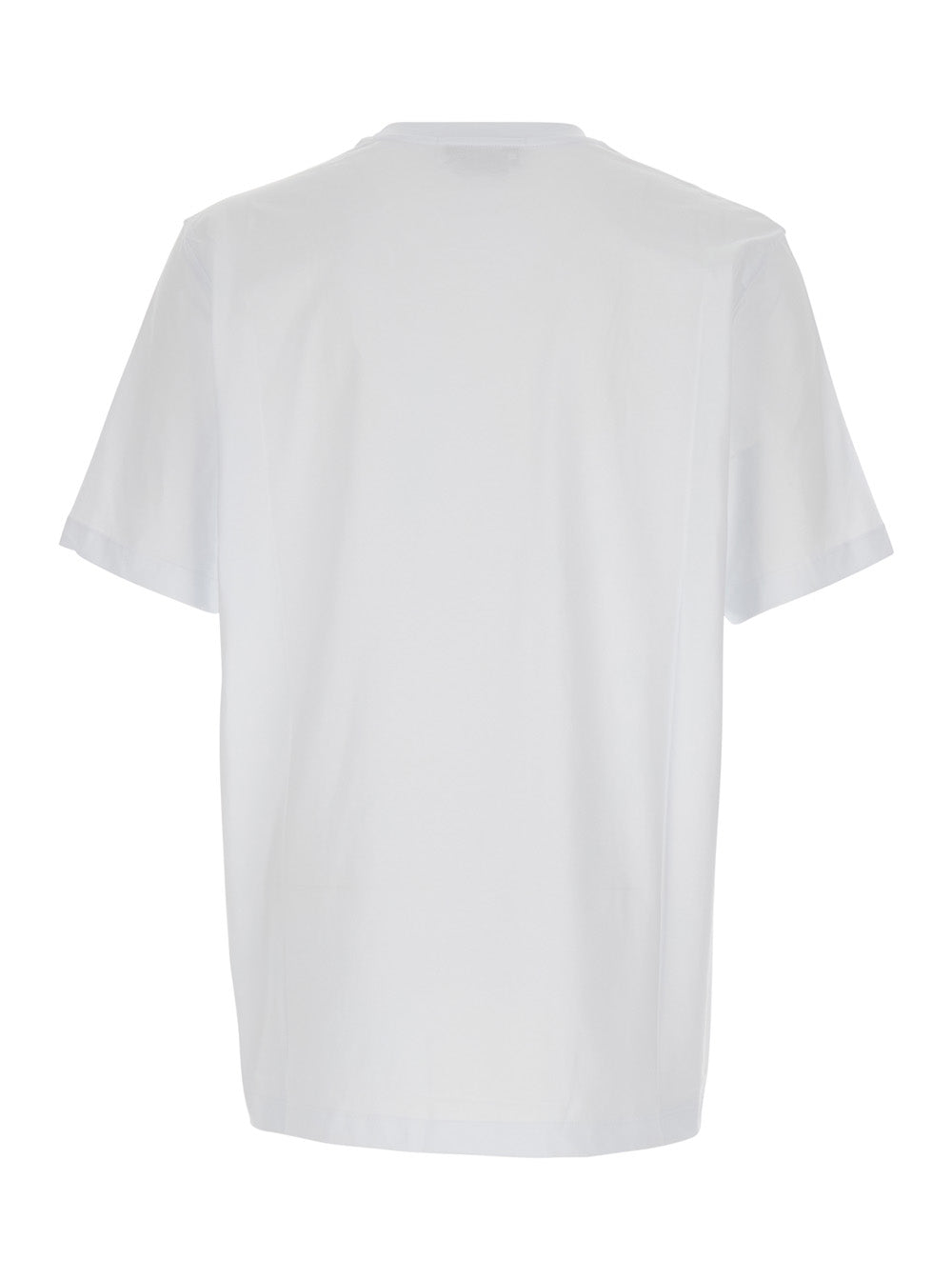 White T-Shirt with Lettering Logo on the Front in Cotton Man Tshirts And Polo Shirts