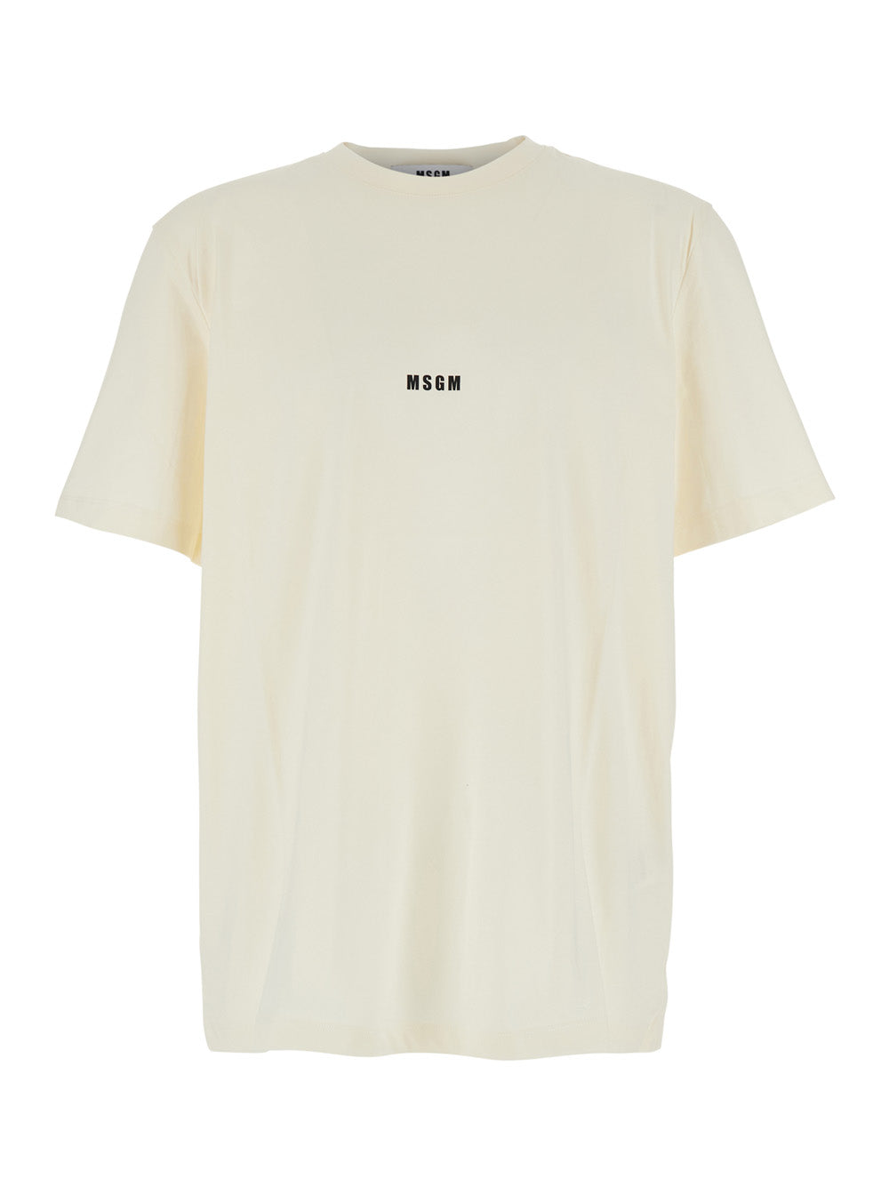 White T-Shirt with Lettering Logo on the Front in Cotton Man Tshirts And Polo Shirts