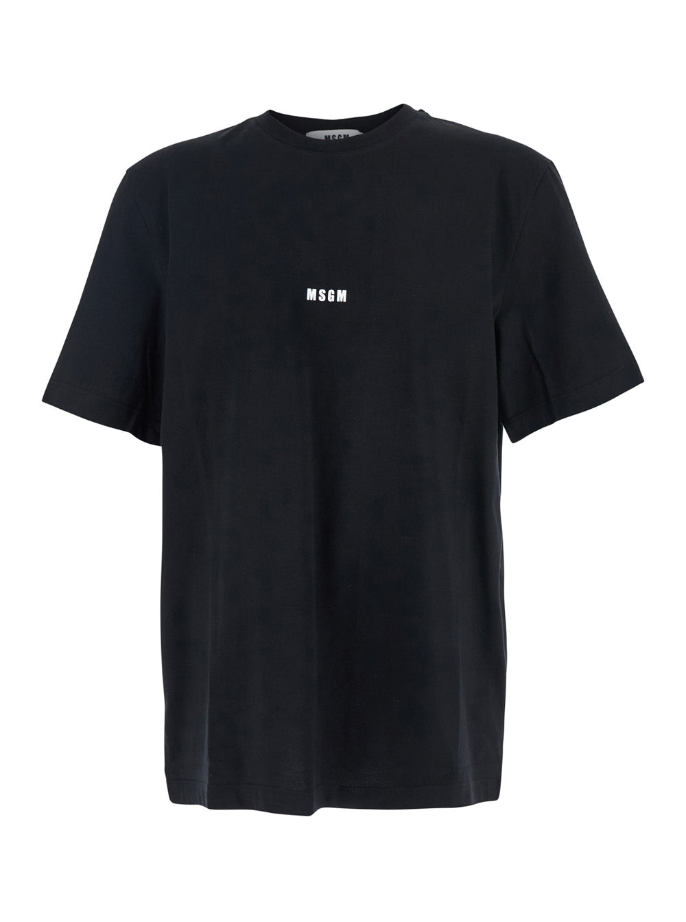 Black T-Shirt with Lettering Logo on the Front in Cotton Man Tshirts And Polo Shirts