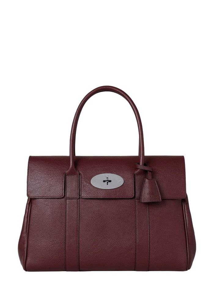 Bayswater Small Bordeaux Shoulder Bag With Twist-Lock Closure Grainy Leather Woman Calf