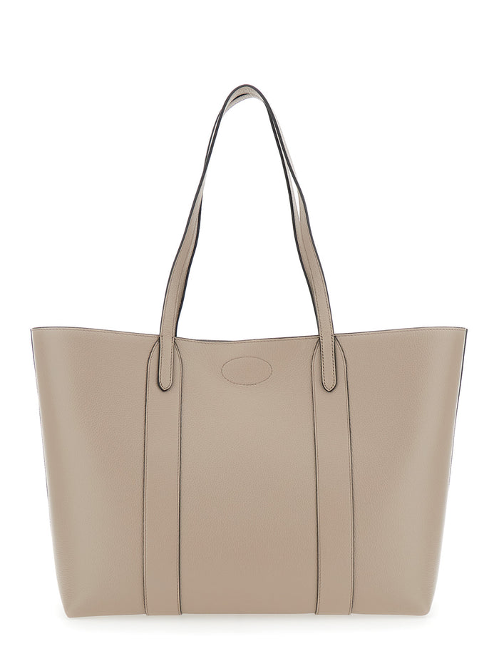 Bayswater Small Beige Tote Bag With Postmans Lock Closure Leather Woman Calf