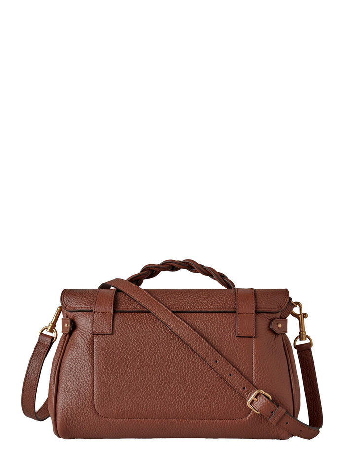 Alexa Heavy Brown Top Handle Bag With Twist-Lock Closure Leather Woman Calf Hand