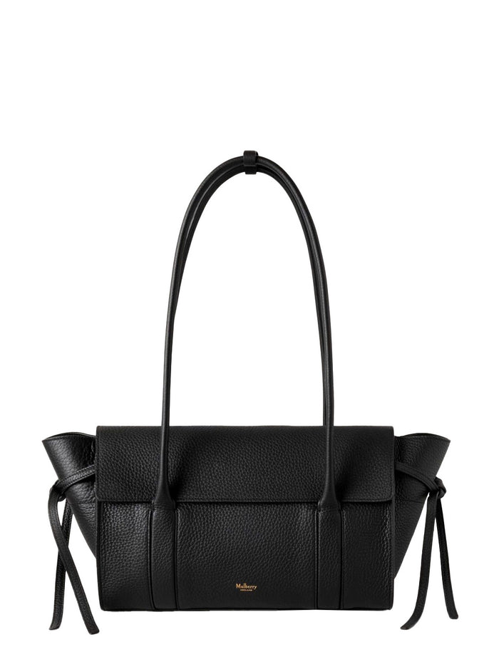 Small Bayswater Black Shoulder Bag With Laminated Logo Leather Woman Calf
